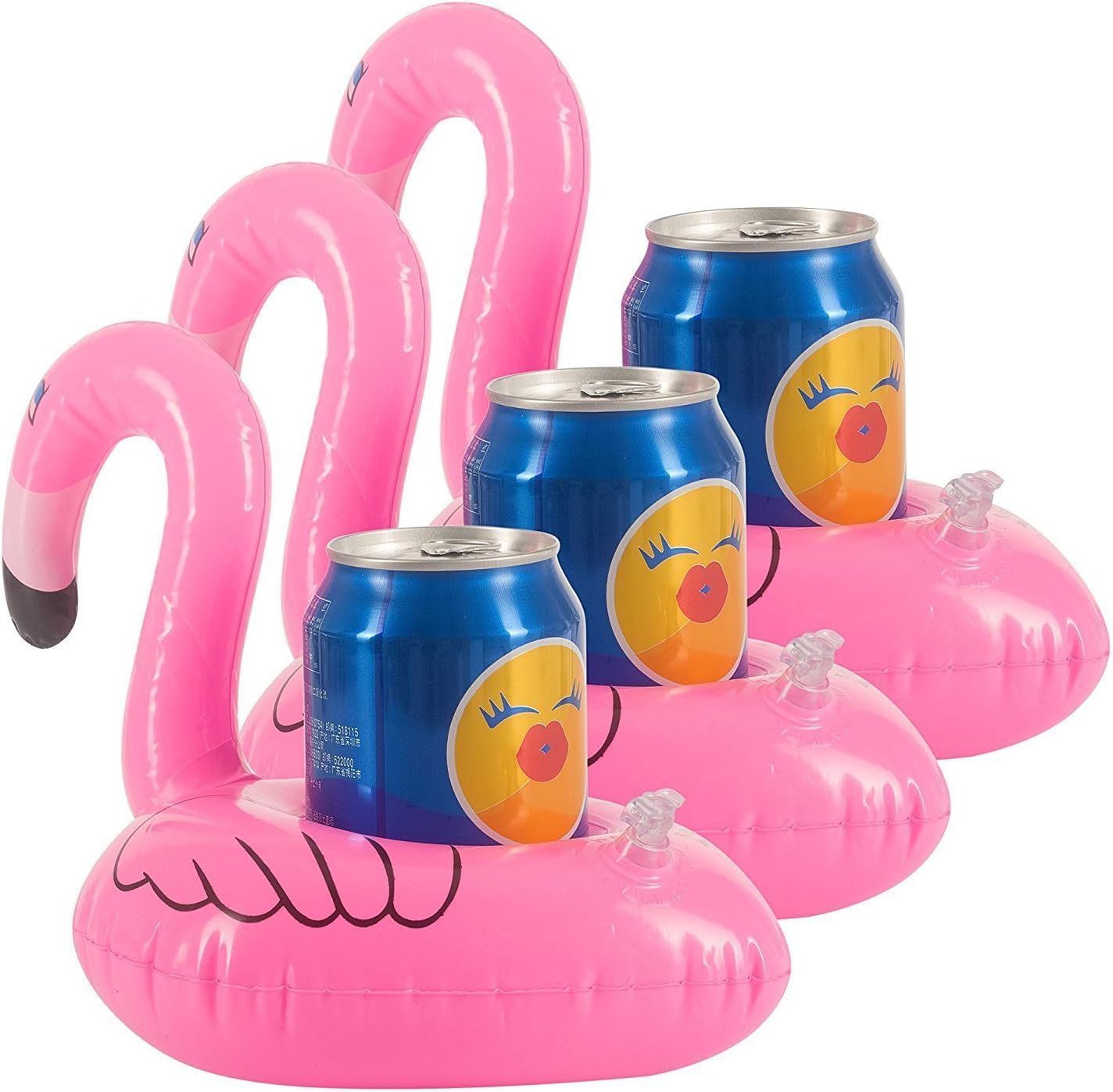 Vpsan 3pcs Red Flamingo Float Inflatable Drinks Can Holder Swimming Pool Beach Party