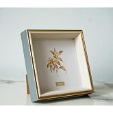 PLUSCHEN 5x5 Blue Beige Square Picture Frame, 5x5 Resin Photo Frame, Wall and Desktop Display Picture Frame, Plexiglass
