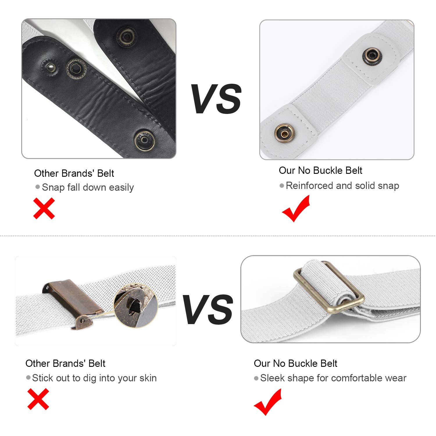 JasGood Gürtel ohne Schnalle Gürtel Elastischer Gürtel Unsichtbare Gürtel Dehnbarer Gürtel für Damen & Herren Justierbar Stretchgürtel mit Leichter Stil Gürtel Stilvoll Gürtel Neutral Für Jeans Hosen