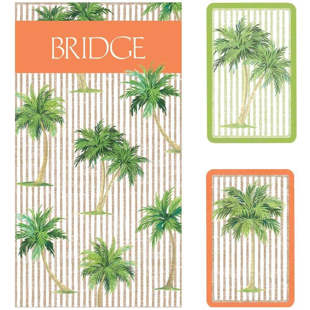 Caspari Palms Bridge Gift Set, 2 Playing Card Decks & 2 Score Pads