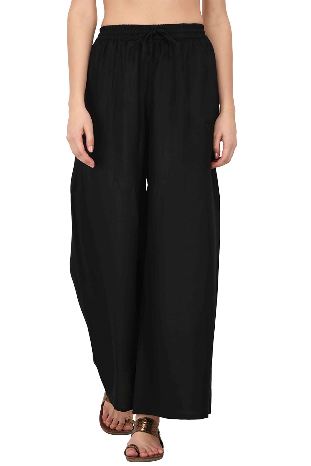 pistaa's women's plain ethnic cotton and crush palazzos