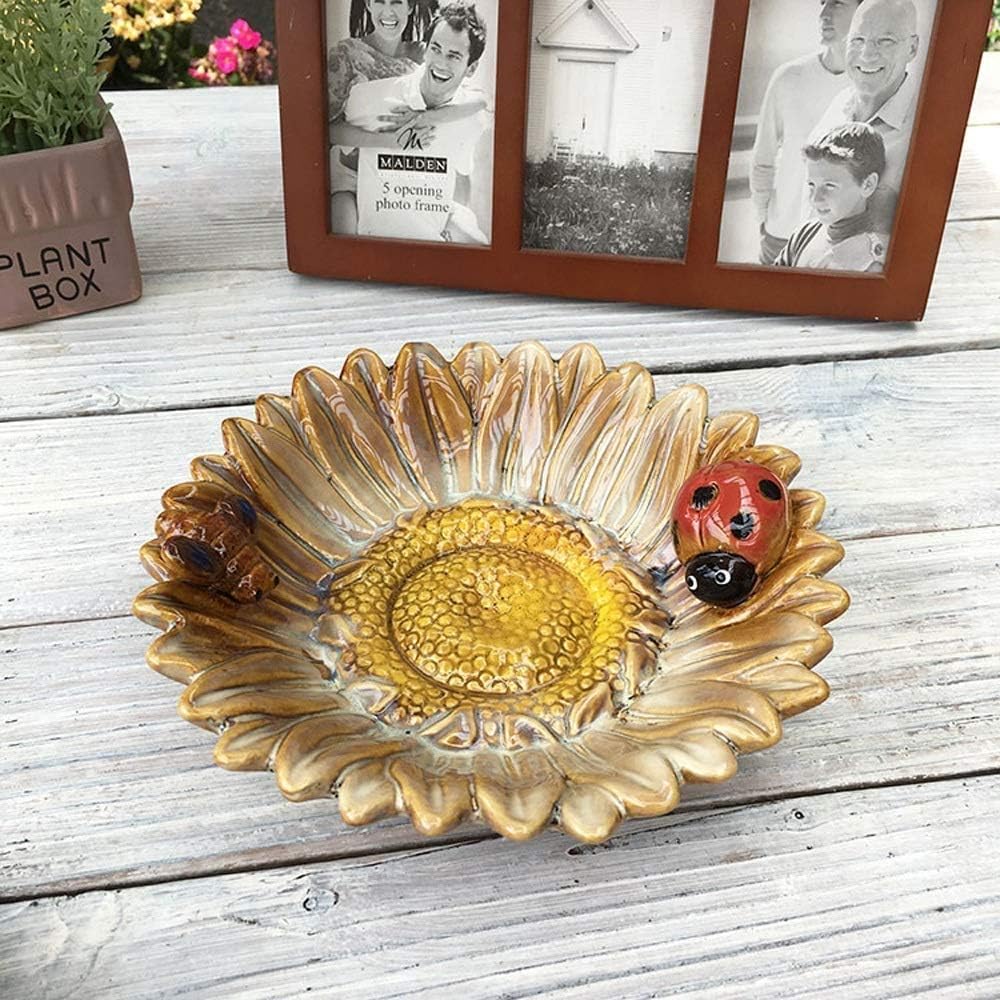 LOSYU Country Style Soap Dishes Organizer, Creative Sunflower Shape Table Stand Bathroom Ceramics Sponge Holders Decorative Ornaments Floor-Mounted (Color : White)