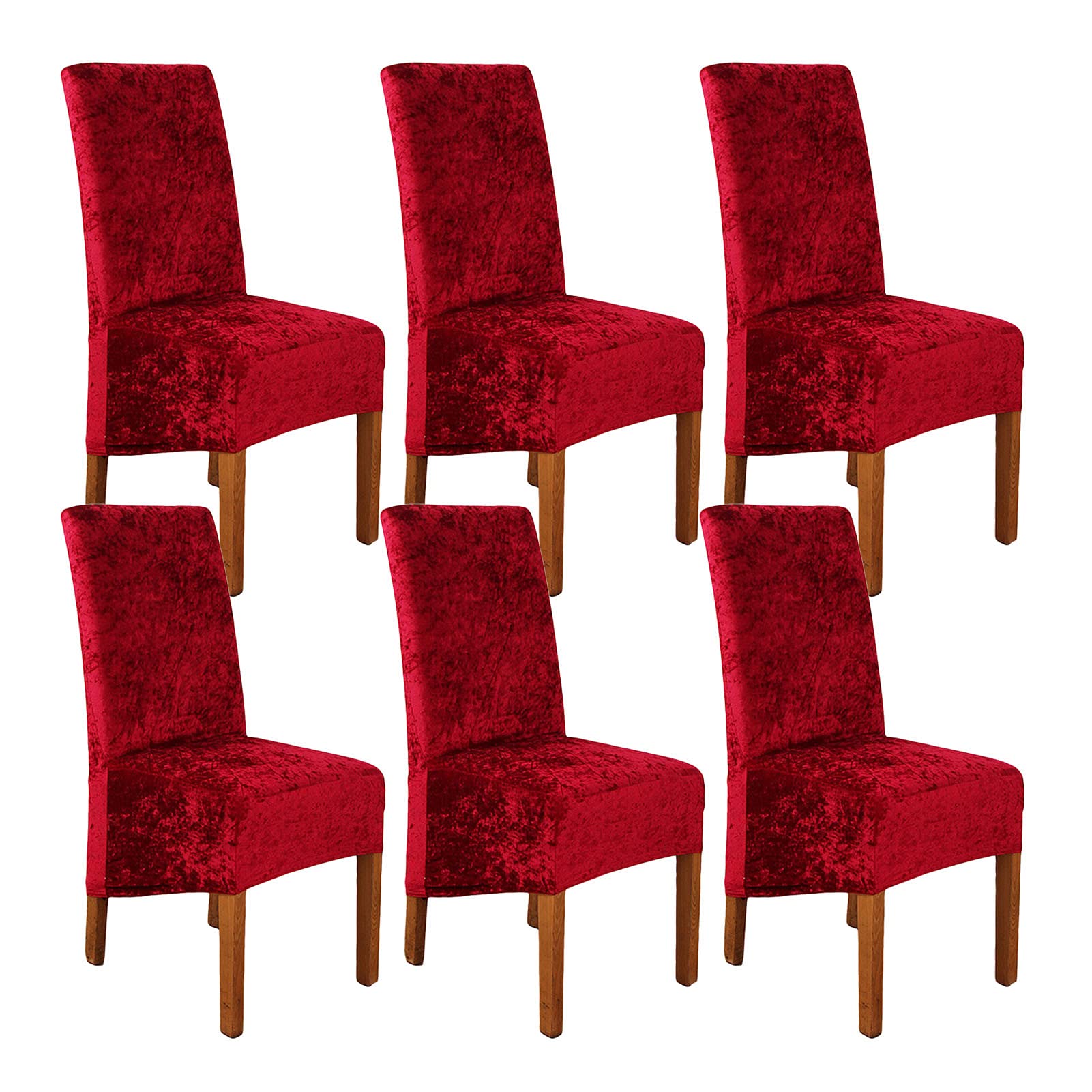 abodos Dining Chair Covers, Crushed Velvet Stretchable Elastic Chairs Protective Cover, Removable Washable Slipcovers for Dining Room Wedding Banquet Party Chair Covers,red,set of 6