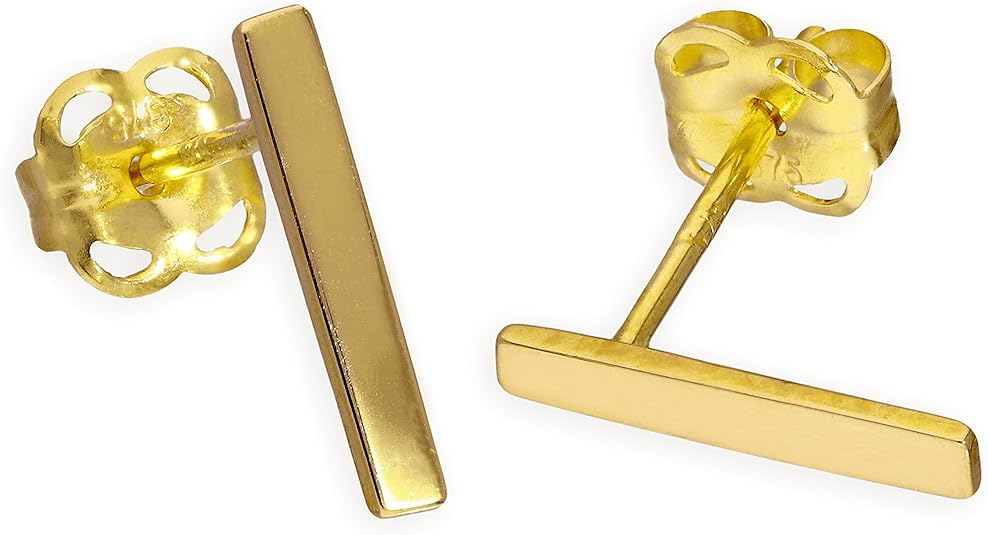 9ct Gold Bar Stud Earrings Amazon.co.uk Jewellery