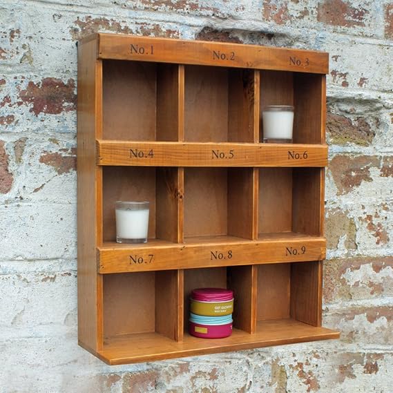Wall 12 Pigeon Hole Wooden Wall Unit Storage Shelves Home