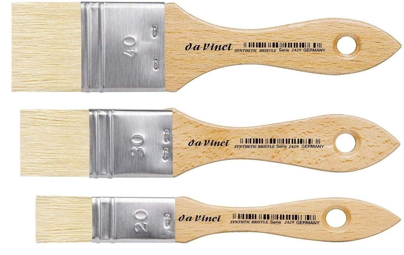 DaVinci ESPACE BEAUX ARTS da Vinci Series 2470-2429, Wide Brush, Hobby Synthetic Brush, Set of 3pcs, Flat Size 20mm.30mm.40mm. Made in Germany.