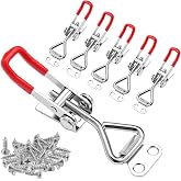 pwkauka 6 Pack Toggle Latch Clamp 4001, Adjustable Toggle Clamp Latch | 330Lbs Holding Capacity,Quick Release Hasp Latch Clamps for Smoker Door, Tool Box Case, Cooler, Trunk Lid, Jig, 24 Screws