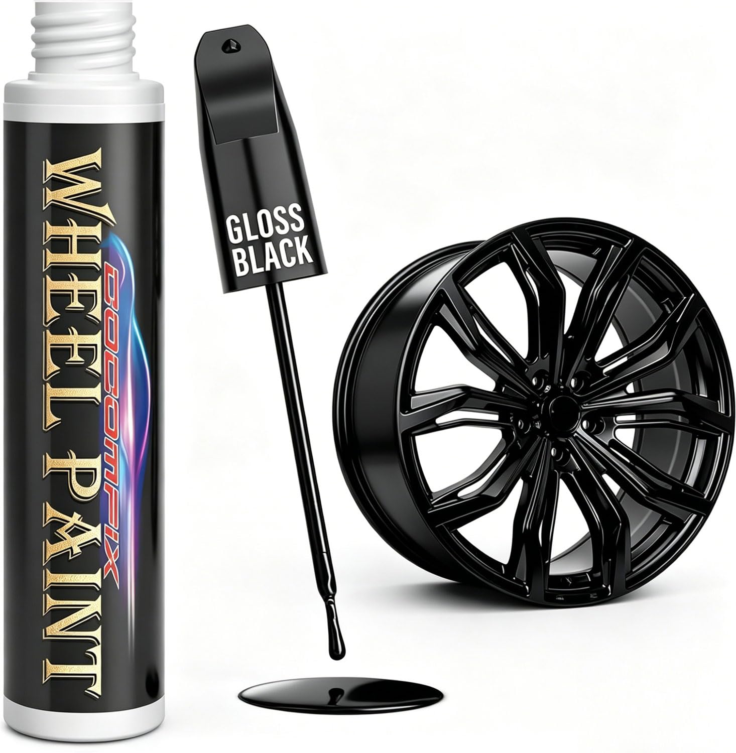 cocomfix Gloss Black Rim Touch Up Paint, Wheel Scratch Repair Pen, 1 fl oz
