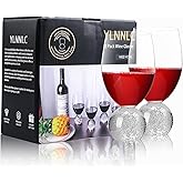 YLNNLC 16oz Stemless Wine Glasses Set of 2, Lead-free, Red & White Wine Glasses with Crystal Ball Base for Daily Use, Party, Home Bar, Wedding Birthday, Christmas, Ideal Wine Accessories Gifts