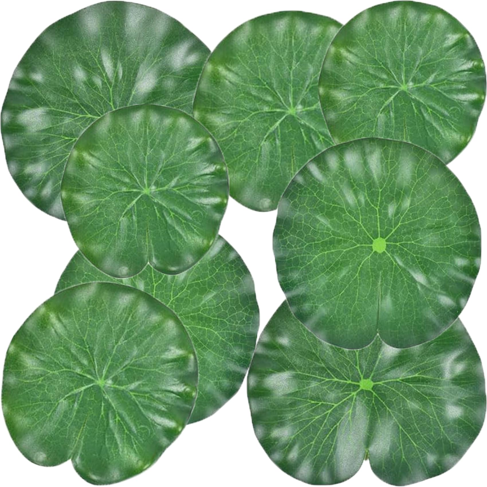 MaoMaoCha 8 Pcs Pond Plants, 4 Size Artificial Lotus Leaves, Realistic Floating Foam Water Lily Pads Ornaments, Plastic Fake Foliage Pond Decor for Patio Koi Fish Pond Pool Aquarium
