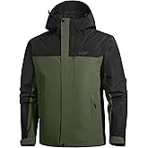 Pioneer Camp Mens Rain Jacket Waterproof Shell Jacket Hooded Lightweight Rain Coat for Outdoor Hiking 4 Pockets Windbreaker
