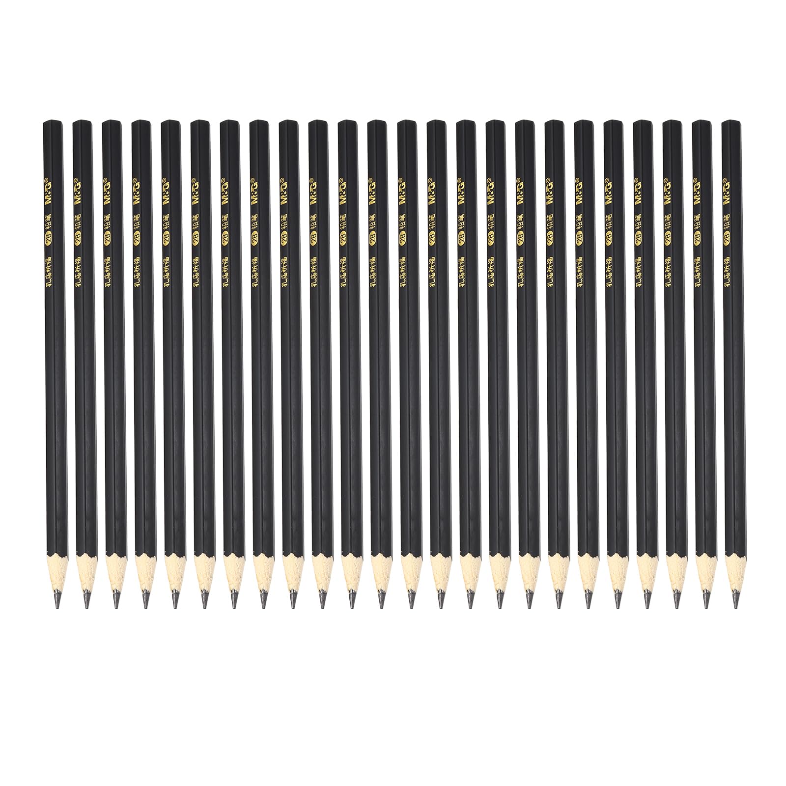 M&G Wooden Hexagonal Pencils, 24 Pcs 2B Pencils Graphite Round Pencils for Classroom Teacher Office Supplies, Black