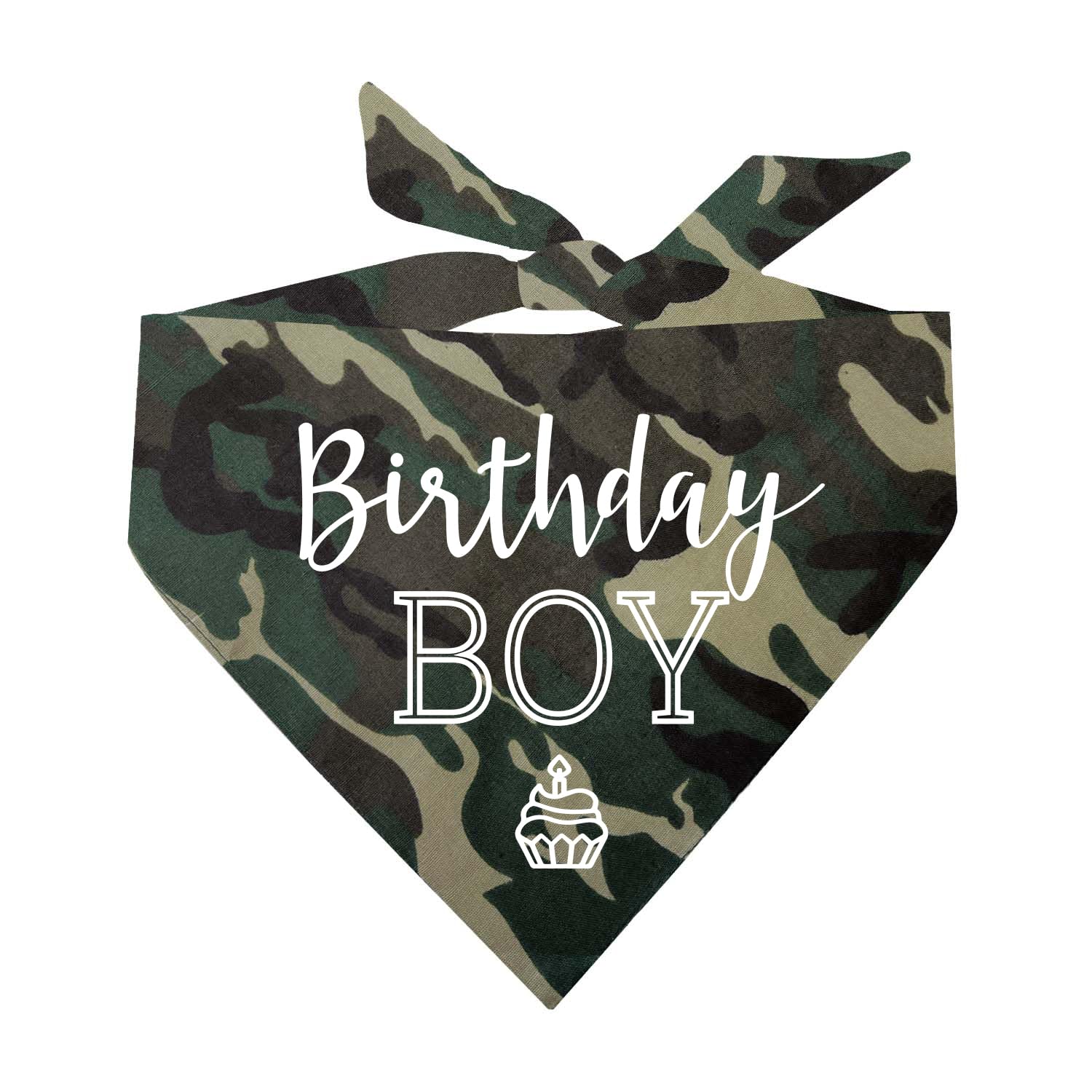 Birthday Boy with Cupcake Dog Pawdy Celebration Printed Dog Bandana (Assorted Colors)