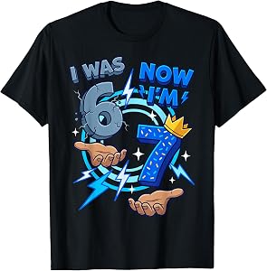 I was 6 Now I'm 7 7th Birthday 6 7 Birthday Boys T-Shirt