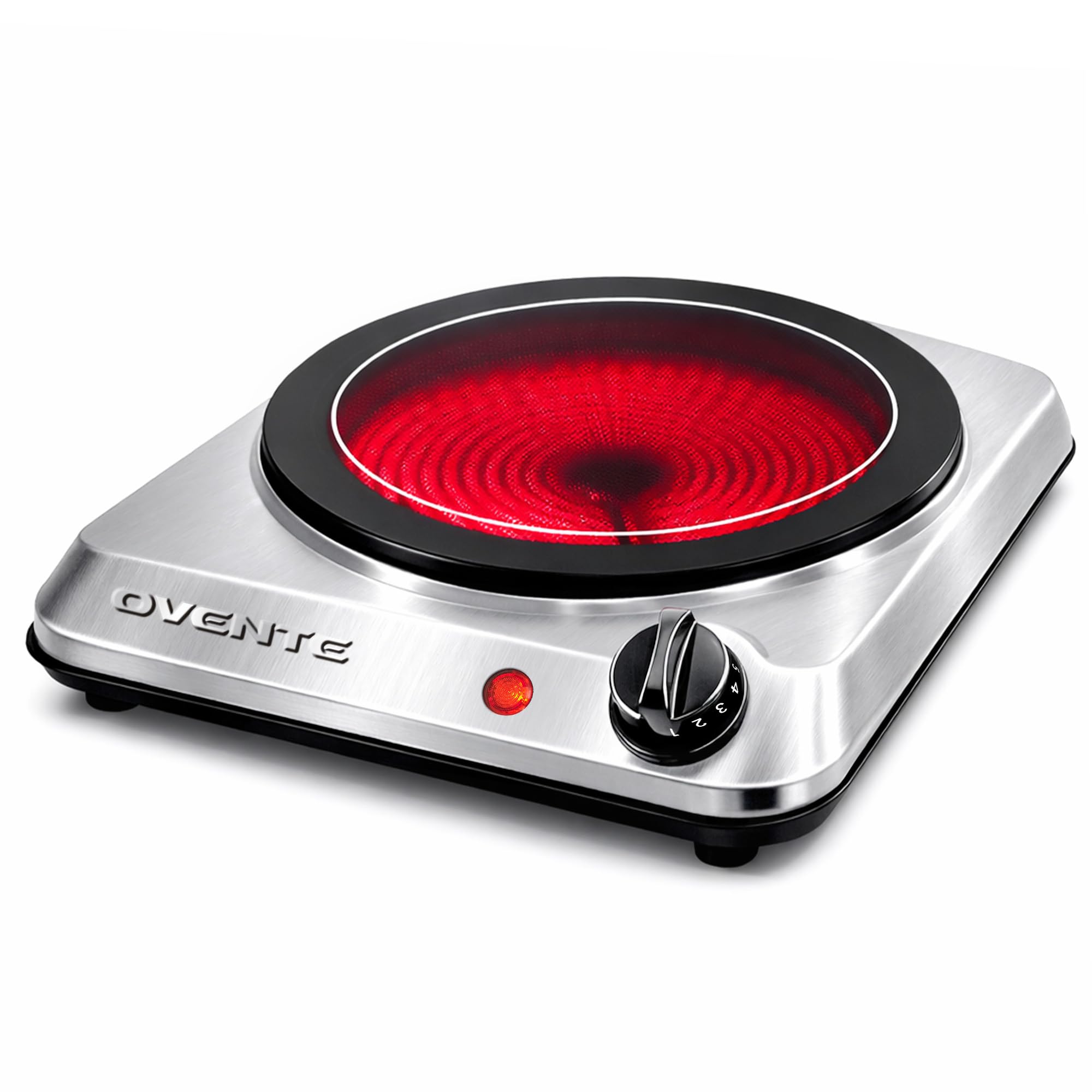 Photo 1 of ***DIRTY/ HEAVILY USED *** OVENTE Countertop Infrared Single Burner, 1000W Electric Hot Plate with 7” Ceramic Glass Cooktop, 5 Level Temperature Setting & Easy to Clean Base, Compact Stove for Home Dorm Office, Silver BGI101S