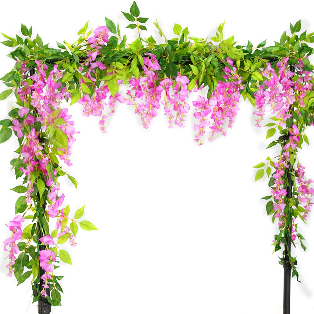 Warmiehomy Wisteria Artificial Flowers 2 Pcs 7 ft Vine Wisteria Trailling Fake Flowers Garlands DIY Flower Decoration for Wedding Party Outdoor Christmas & New Year Decors