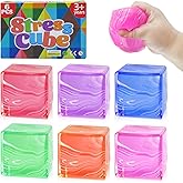 6 Pcs Stress Cube Fidget Toys Squishies, Squishy Stress Balls for Adults Kids, Anxiety Relief Toy, Ice Squishy Cube Sugar Balls, Calming Toys Slow Rising Stretchy, Sensory Toys