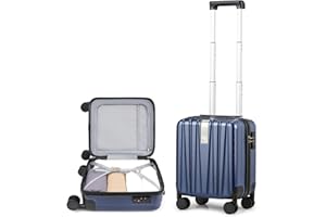 Hanke 14 Inch Underseat Carry On Luggage with Wheels Hard Shell Suitcases Lightweight Small Luggage for Weekender Mini Suitcase Carry On Bag Travel Luggage Christmas Gifts for Birthday (Dark Blue)