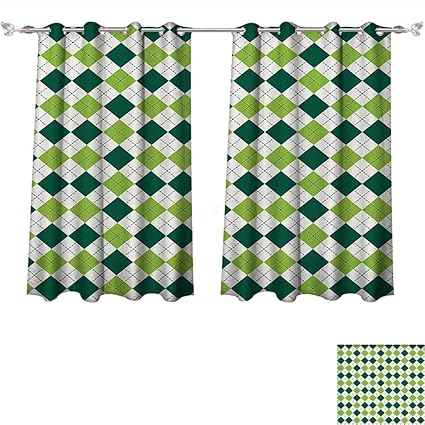 Window Curtain Drape Geometric Classical Diamond Line Pattern With