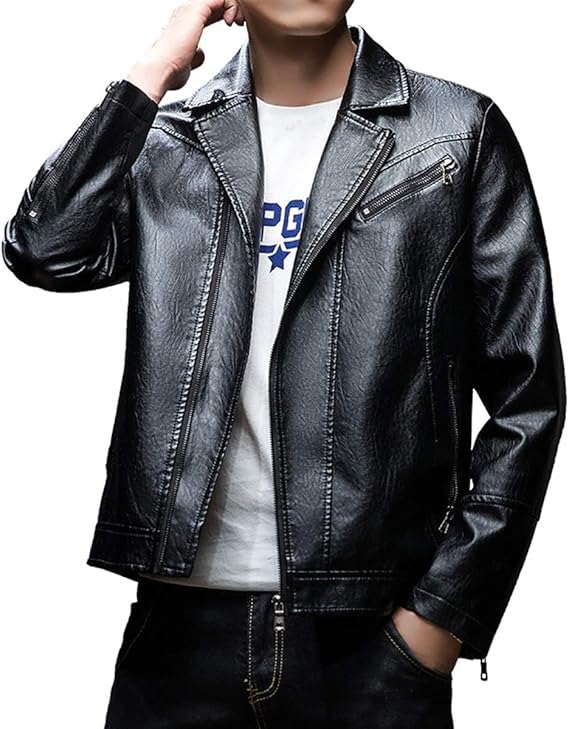 Amazon レザージャケット メンズ 春秋 ライダースジャケット 無地 長袖 Pu レザー コート ブルゾン スリム シングル カジュアル アウター 革ジャン 大きいサイズ M 5xl Dy529 コート ジャケット 通販