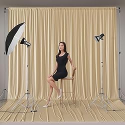 20ft x 12ft Beige Backdrop Curtain for