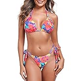 RELLECIGA Women Triangle Bikini Set Push up High Cut Thong 2 Piece Swimsuit
