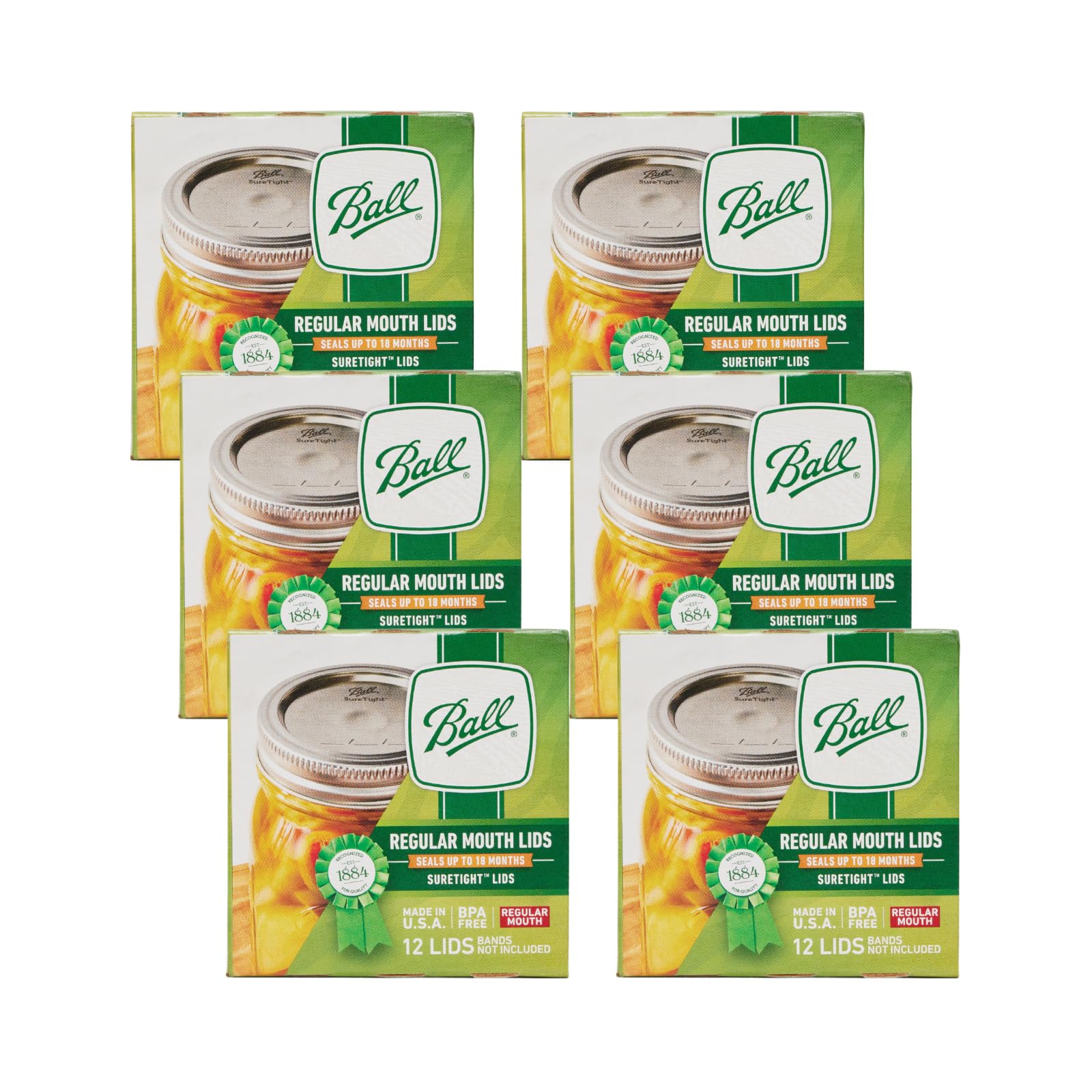 Photo 1 of Ball Mason Jar Lids, Regular Mouth, 12 CT (Pack of 6)
