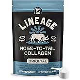 Lineage Provisions Grass Fed Collagen Powder, 30 Servings | Unflavored hydrolyzed bovine collagen peptides with trachea, scapula, eggshell membrane &amp; vitamin C.