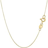 Jewelry Affairs 14k Real Solid Gold Box Style Chain Necklace, 0.6mm