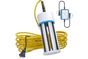 Tendelux Underwater Fishing Light with Controller (Dimmer & Timer), 110V & 12V Super Bright Green LED Submersible Light Attractants for Docks, Boats or Kayaks, IP68 Rated for Fresh & Salt Water