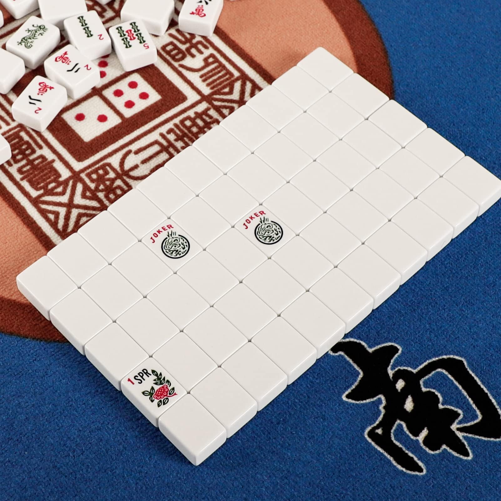 GUSTARIA American Mahjong Game Set, 166 Quality White Tiles, 4 All-in-One Color Rack/Pushers, Complete Mahiong Tile Set Black Printed Carrying Bag