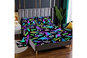 BailiPromise Teal Dinosaur Sheet Set Full Size 4 Piece, Trippy Dino Sheets for Boys Kids Teens with 2 Pillowcases and 16" Deep Pocket, T-rex Bedding Set Microfiber Ultra Soft Skin Friendly