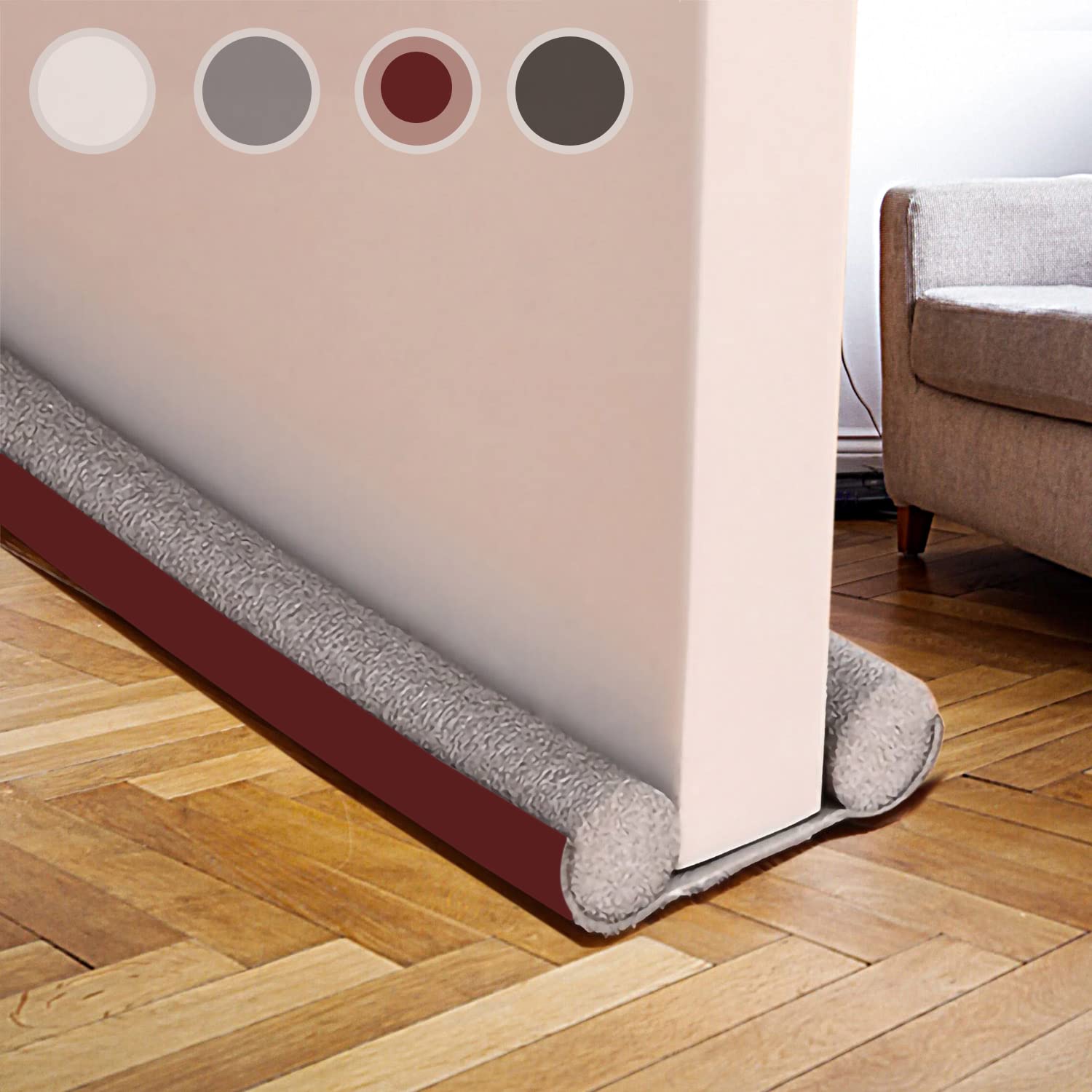 Draft Excluder for Doors - 94cm, Efficient Noise Blocker, Cold Air Stopper - Energy-Efficient Bottom Door Seal, Weather Stripping Under Door Draught Excluder for the Bottom of Your Door,Brown