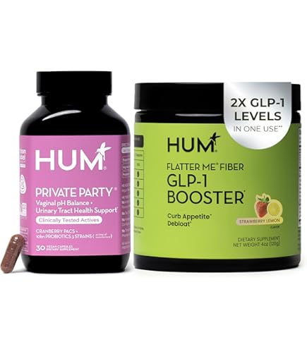 HUM Flatter Me GLP-1 Fiber Daily Cleanse Detox Bundle – Appetite Control, Bloating Relief, Clear Skin, Gut Health & Natural Detox with Zinc, Spirulina & Herbs for Women & Men