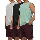 Flyplus 3 Pack Men's Tank Tops Quick Dry Sleeveless Workout Shirts Cooling Fabric Moisture-Wicking Stretch Fit Gym Wear