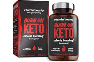 Vitamin Bounty Burn On Thermogenic Keto Fat Burner for Men & Women - Weight Loss Supplement with Raspberry Ketones - Metabolism Booster, Energy Pills, Appetite Suppressant - 60 Capsules