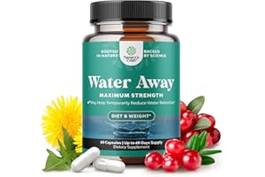 NATURES CRAFT Water Away Herbal Diuretic Pills High Strength - Fluid Retention Supplement with Dandelion Leaf Extract & Green Tea for Bloating Relief for Women & Men - Capsules for Leg & Feet Swelling - 60 Count