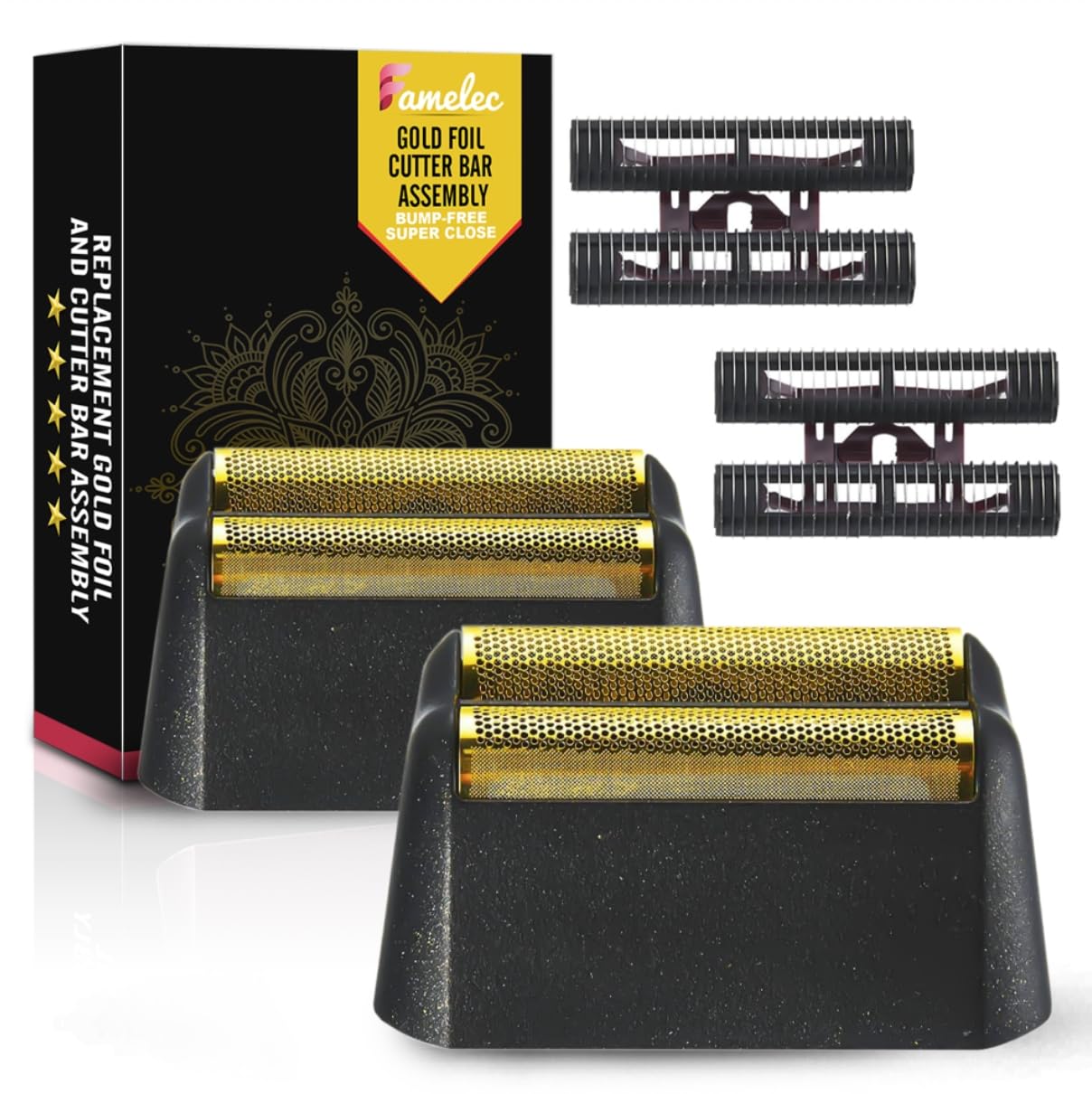 Photo 1 of FAMELEC Black Razor Blades 5 Star Series for Wahl Foil Shaver Replacement Head Model 7031-100, 7043-100, Foil & Cutter Bar Assembly Compatible with Wahl Finale Replacement Foil, Head Shavers for Men