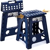 Delxo 16 Inch Folding Step Stool,Foldable Step Stool for Adults Blue | Step Stool with Safety Lock,Portable Collapsible Step Stool,Non-slip Folding Stools for Kitchen Bathroom Bedroom Garden 1PC