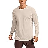CRZ YOGA Crewneck Workout Long Sleeve Shirts for Men - Quick Dry Running Athletic T-Shirts Lightweight Basic Tops
