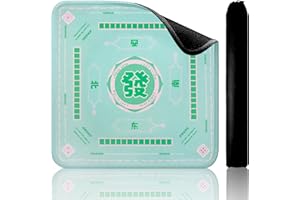 TIASUSAN Green Mahjong Learning Mat (33” x 33”) with Black Carrying Bag, Anti-Slip, Noise-Reducing Mahjong Mat for Table, Board Games, Tile Games and Card Games