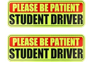 KINBOM 2pcs Student Driver Stickers, Colorful Please be Patient Student Driver Magnets Reflective Bumper Sticker Student Driver Signs for New Student Drivers