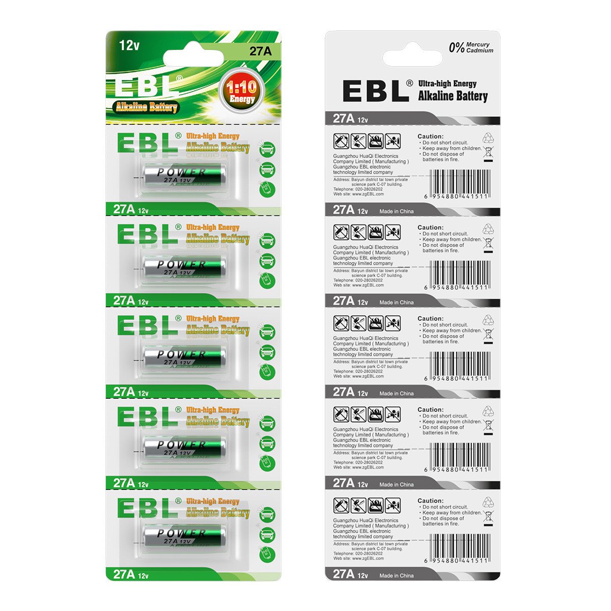 EBL 5 Stück 27A Alkaline Batterie Typ A27 MN27 V27A WE27A L828 Batterien