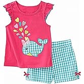 Girl Summer Short Set Cotton Outfits Short Sleeveless Tee T Shirt Tank Top Shorts Pant 2PC Set 2-7Y