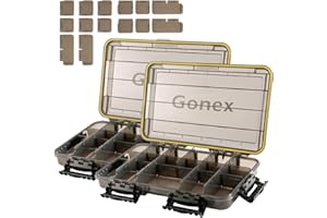 Gonex 3700 Tackle Trays 2 Packs, Sun Protection Waterproof Tackle Boxes for Fishing, Tea-Colored Clear Thicker Airtight Tackl
