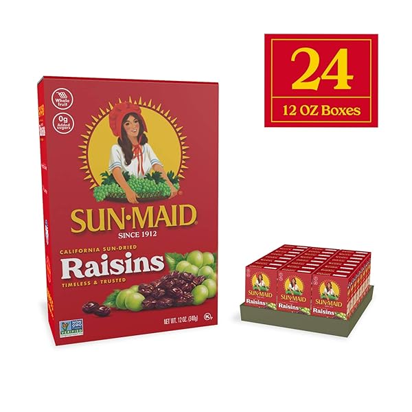 SUN-MAID ORGANIC CALIFORNIA RAISINS SNACK | 12 OUNCE | WHOLE NATURAL DRIED FRUIT | NO ARTIFICIAL FLAVORS | NON-GMO