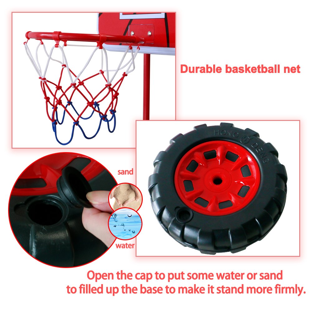 Basketball Stand & Hook with Net and Sport Ball Games Toy Kit for Youth, Children, Toddlers, Kids, Little Boys, Little Girls Indoors and Outdoors, Height adjustable, Metal Frame and Basket, Easy Insta