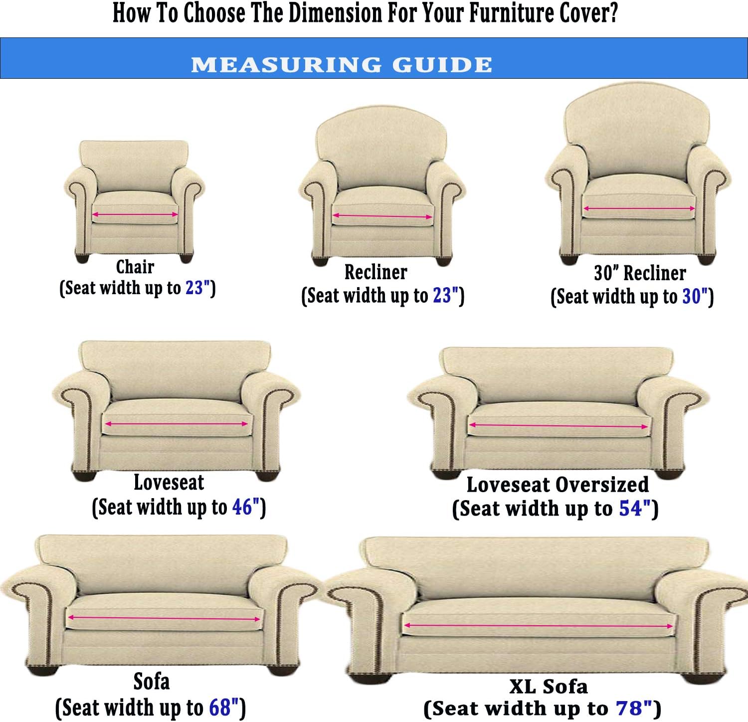 RBSC Home 46 Inch Loveseat Cover 100% Waterproof Slipcovers Anti-Slip Couch Covers for Leather Loveseat, Pets, Dogs, Cats Washable Protector (46",Olive): Kitchen & Dining