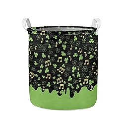 JOAIFO Green Leaf Musical Note Print Laundry Hamper