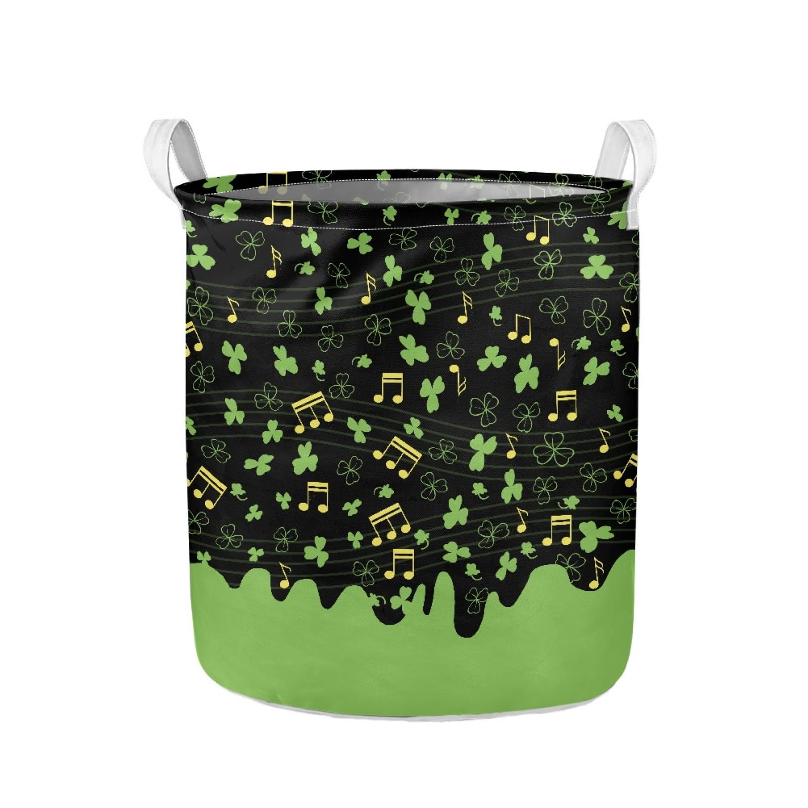 JOAIFO Green Leaf Musical Note Print Laundry Hamper
